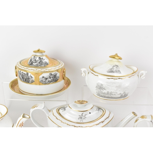 48 - A selection of early 19th century Masons tea ware, each piece bat printed with gilt highlights, depi... 