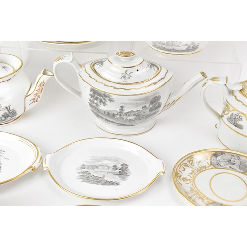 48 - A selection of early 19th century Masons tea ware, each piece bat printed with gilt highlights, depi... 