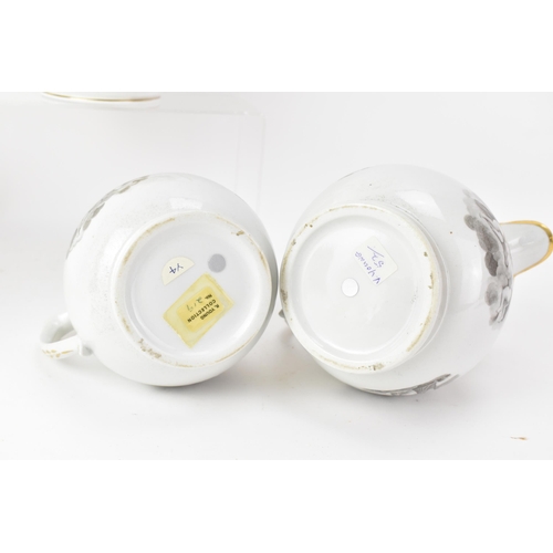 49 - Four early 19th century Masons bone china jugs, including a graduated set of three bat printed with ... 