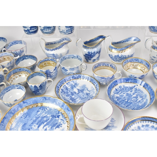 53 - A large selection of 19th century Masons teaware, each blue and white transfer-printed in the Chines... 