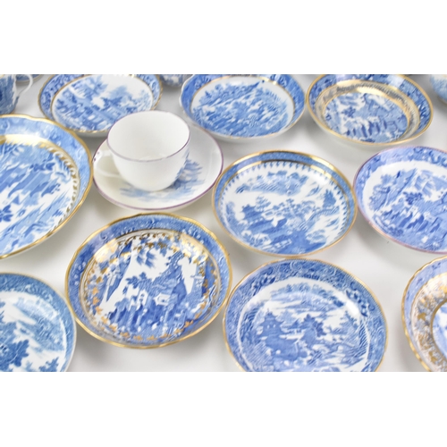 53 - A large selection of 19th century Masons teaware, each blue and white transfer-printed in the Chines... 