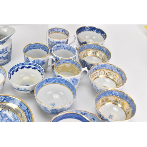 53 - A large selection of 19th century Masons teaware, each blue and white transfer-printed in the Chines... 