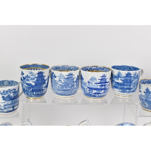 53 - A large selection of 19th century Masons teaware, each blue and white transfer-printed in the Chines... 