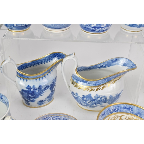 53 - A large selection of 19th century Masons teaware, each blue and white transfer-printed in the Chines... 