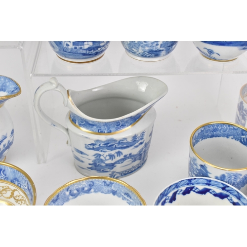 53 - A large selection of 19th century Masons teaware, each blue and white transfer-printed in the Chines... 