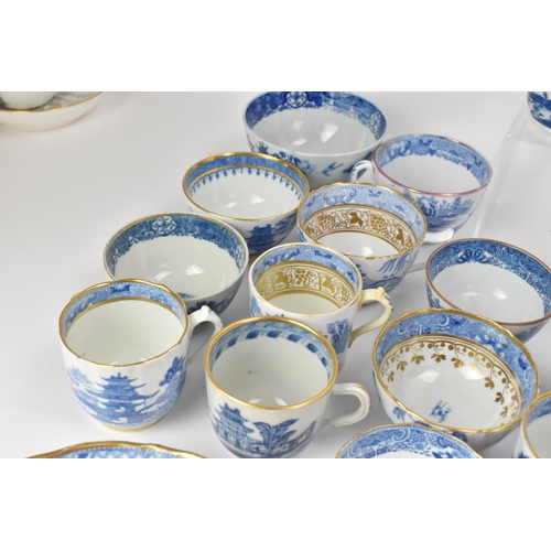 53 - A large selection of 19th century Masons teaware, each blue and white transfer-printed in the Chines... 