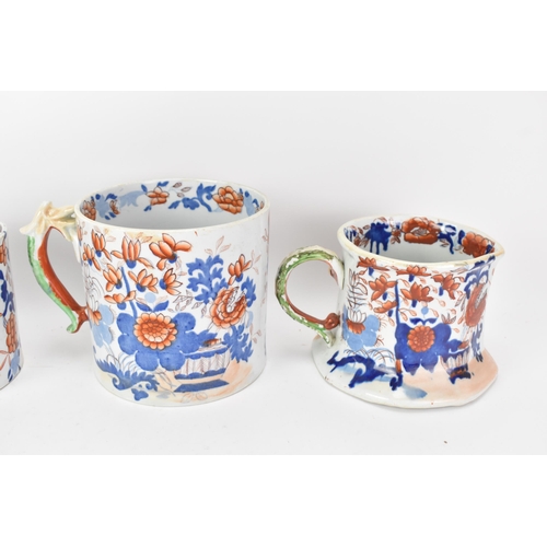 55 - Four early 19th century Masons ironstone tankards, circa 1820-30, to include a set of three graduati... 