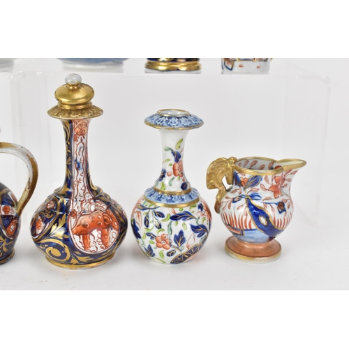 56 - A selection of 19th century Masons miniature items, each in the Japanese style to include vases, tan... 