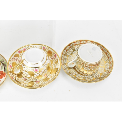 62 - A selection of eight 19th century Masons cups and saucers, to include a bone china set hand-painted,... 