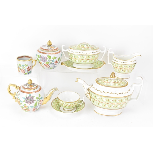 68 - Two early 19th century Masons part tea sets, to include an ironstone three piece set hand-painted wi... 