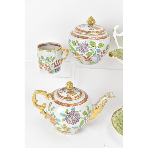 68 - Two early 19th century Masons part tea sets, to include an ironstone three piece set hand-painted wi... 