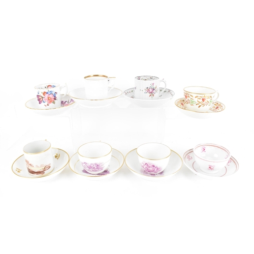 71 - A selection of eight 19th century Masons cups and saucers, to include two early 19th century bat pri... 