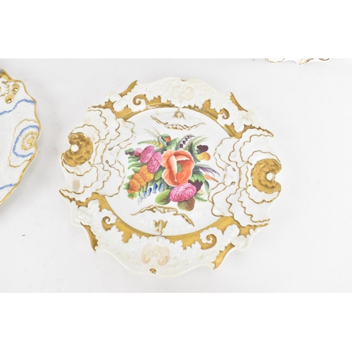 79 - Five early 19th century Masons cabinet/dessert plates, each decorated with floral designs to include... 