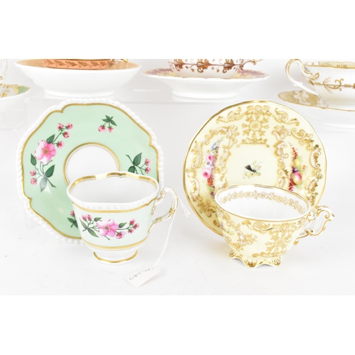 88 - A selection of 19th century tea cups and matching saucers, to include a circa 1833-47 Copeland & Gar... 