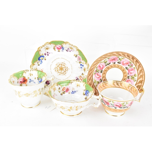 88 - A selection of 19th century tea cups and matching saucers, to include a circa 1833-47 Copeland & Gar... 