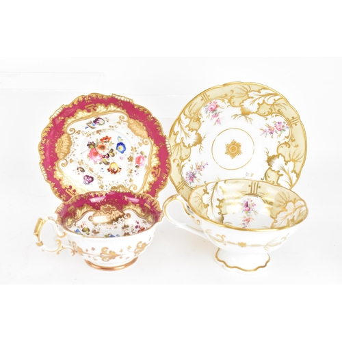 88 - A selection of 19th century tea cups and matching saucers, to include a circa 1833-47 Copeland & Gar... 