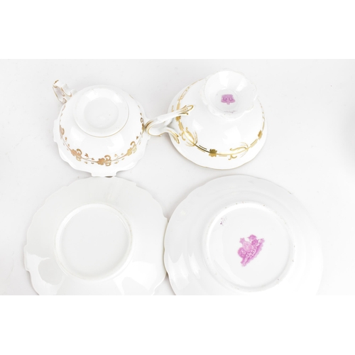 88 - A selection of 19th century tea cups and matching saucers, to include a circa 1833-47 Copeland & Gar... 