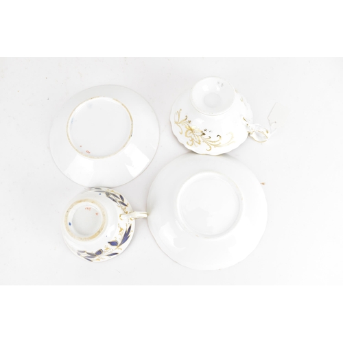 91 - A selection of 19th century tea cups and matching saucers, to include a Rockingham trio, a circa 181... 