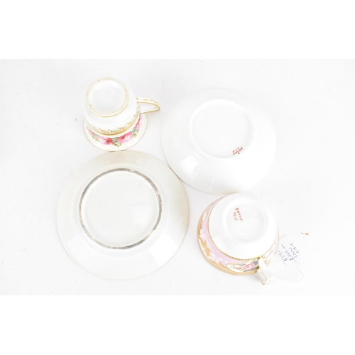 92 - A selection of 19th century tea cups and matching saucers, to include a circa 1815 Coalport cup and ... 