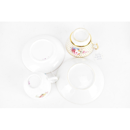 92 - A selection of 19th century tea cups and matching saucers, to include a circa 1815 Coalport cup and ... 