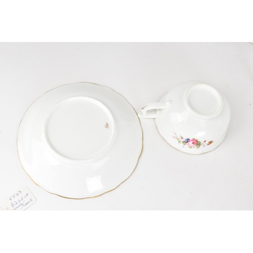 93 - A selection of four 19th century tea cups and matching saucers, to include a circa 1847-50 Chamberla... 