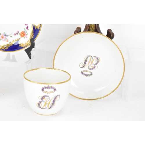 95 - A selection of early 19th century Derby porcelain to include a circa 1820 tea cup and saucer with a ... 