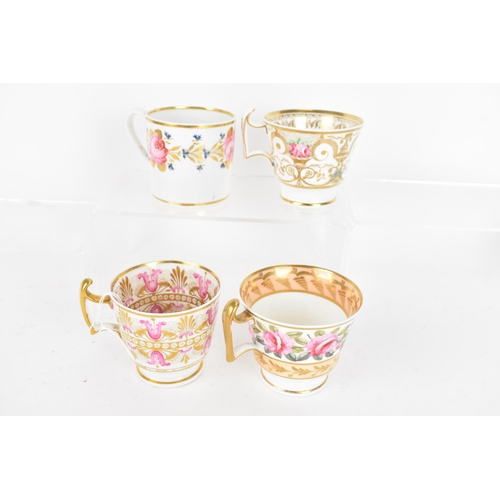 96 - A selection of mainly early 19th century tea cups and coffee cans to include a circa 1815 Derby coff... 