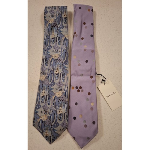 11 - Paul Smith and Gaudi- Two silk ties comprising a Paul Smith lilac dotty tie, unworn with original ta... 