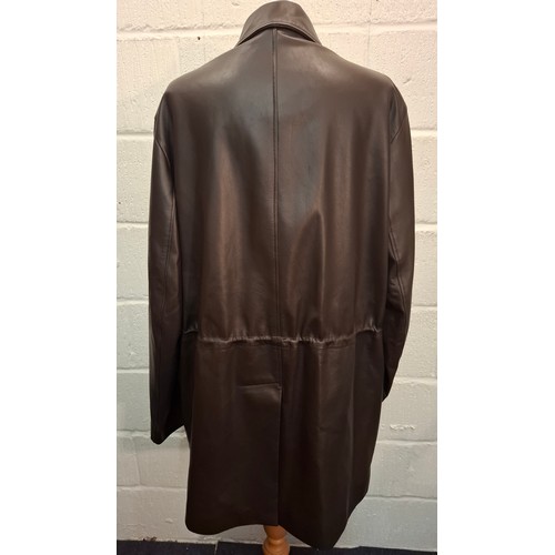 6 - Dunhill- A gents brown soft lambskin leather jacket, made in France, European size 54, having 2 deep... 