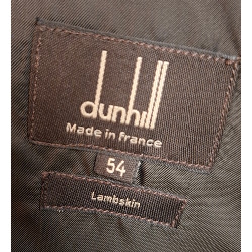 6 - Dunhill- A gents brown soft lambskin leather jacket, made in France, European size 54, having 2 deep... 