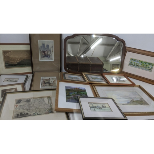 300 - A mixed lot of paintings and prints to include landscape watercolour and others, Andrew D Barlow fra... 