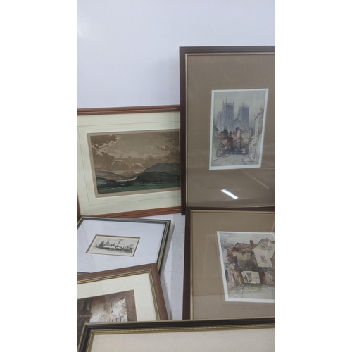 300 - A mixed lot of paintings and prints to include landscape watercolour and others, Andrew D Barlow fra... 