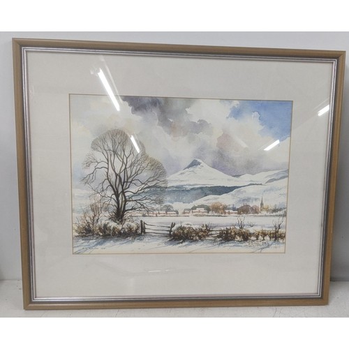 300 - A mixed lot of paintings and prints to include landscape watercolour and others, Andrew D Barlow fra... 