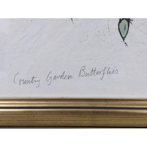 310 - A limited edition print, numbered 3/50 titled 'Country Garden Butterflies', ear signature John Norri... 