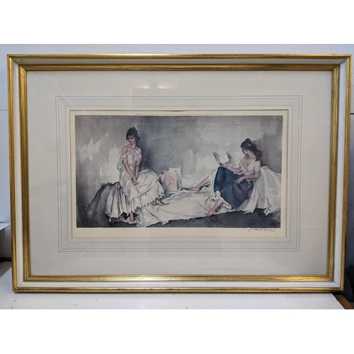 330 - Two Russell Flint - 'Interlude' signed print, framed and glazed, 'Gossip after Market' signed print,... 