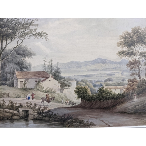 375 - Jack MacCorrville  - Kyles of Bute, watercolour of a loch estuary scene with steam boat on the water... 