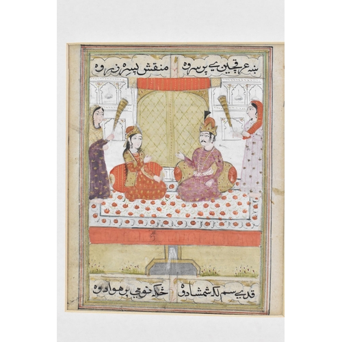 303 - A set of three late 19th/early 20th century Indian watercolours on paper depicting figures in interi... 