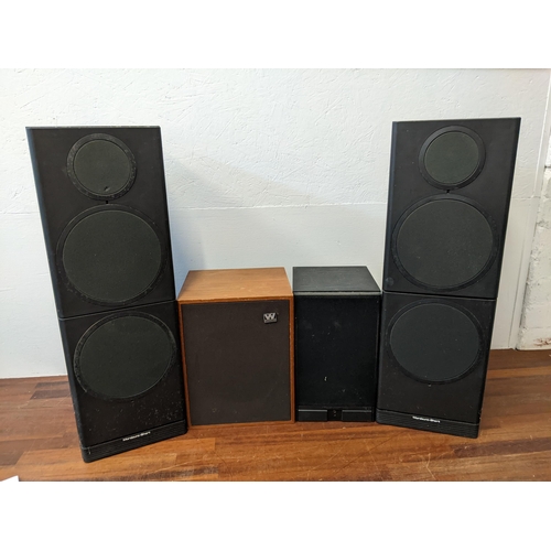 188 - A pair of Mordaunt-Short 5.40 speakers serial no. 288746, a teak cased Wharfdale Chevin XP speaker, ... 