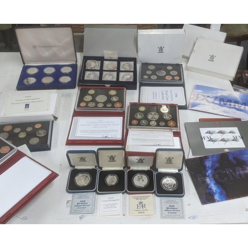 20 - A collection of Royal Mint proof British coinage to include 4 Silver proof examples second World war... 