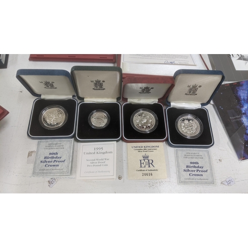 20 - A collection of Royal Mint proof British coinage to include 4 Silver proof examples second World war... 