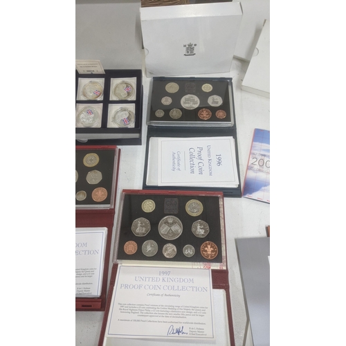 20 - A collection of Royal Mint proof British coinage to include 4 Silver proof examples second World war... 