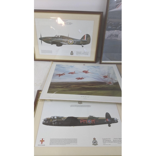 274 - A group of RAF and aviation pictures and prints to include an example after Robert Taylor titled 'Th... 