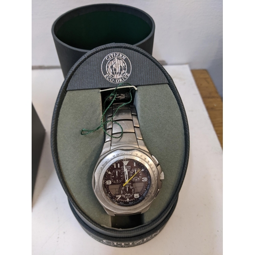 284 - Two boxed Citizen Eco-Drive watches to include one WR200 and a WR100, both with manuals
Location: 1.... 