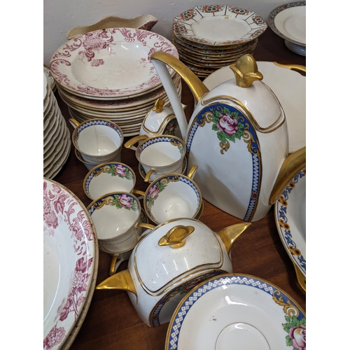 317 - A mixed collection of French porcelain to include Theodore Havilland floral salad plates, Saint Arma... 