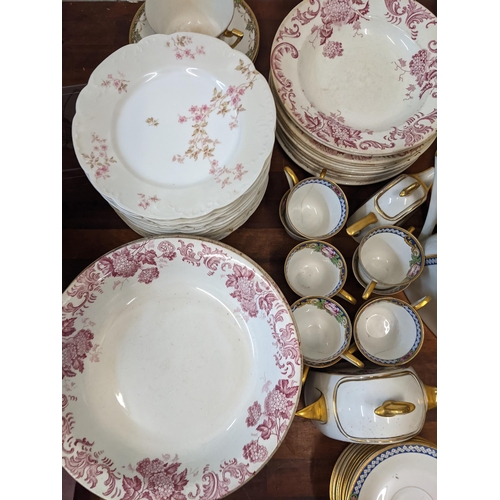 317 - A mixed collection of French porcelain to include Theodore Havilland floral salad plates, Saint Arma... 