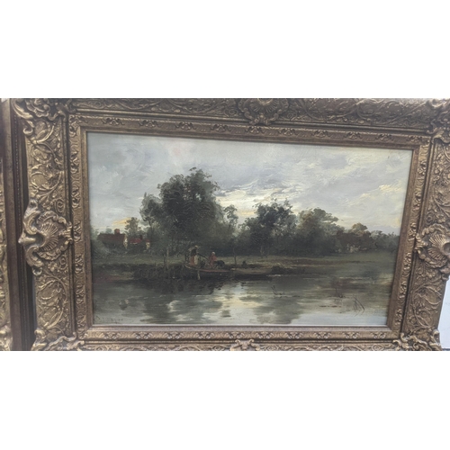 393 - Two oils on canvas to include a Charles R Pettafor example, signed lower right depicting a boat by t... 