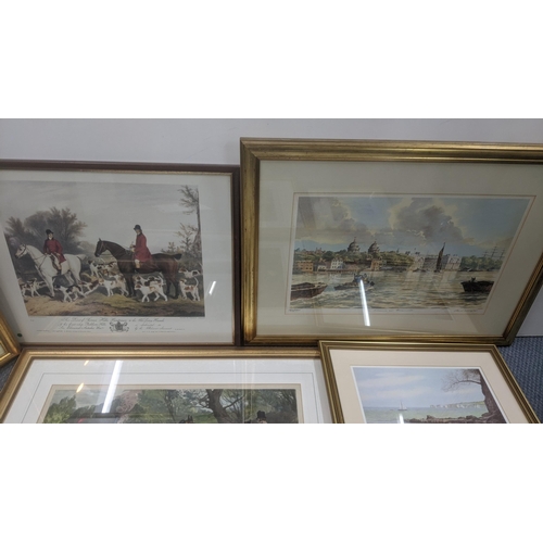 399 - Framed and glazed prints and engravings to include a colour engraving titled 'Waiting for the Prince... 