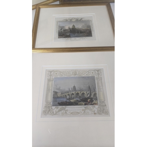 413 - A group of framed and glazed engravings and prints to include: a coloured engraving titled 