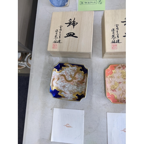 429 - A collection of Japanese ceramics to include three boxed Fukagawa dishes, two boxed Yokohama porcela... 