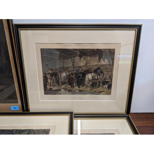 450 - Four prints from Forest Stable scenes and another titled The Mail Chain, all equestrian related pict... 